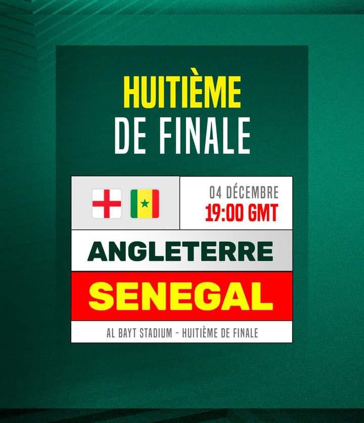 Le Sénégal affronte l&rsquo;Angleterre le 4 décembre